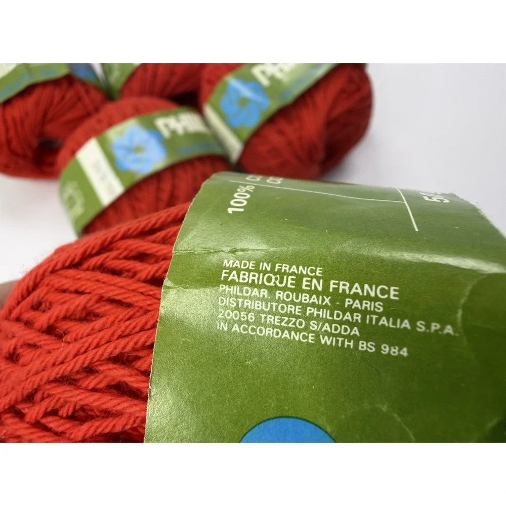 Phildar Detente Yarn France 100% Cotton 50 grams Each Red